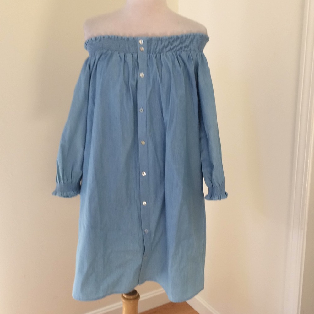 New! Mittoshop Medium blue off shoulder dress.
